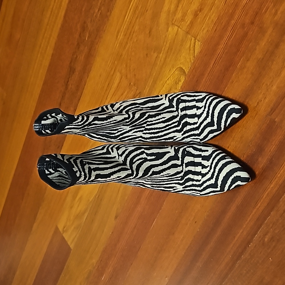 Zebra Heeled Sock Booties